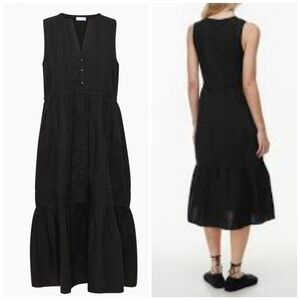 Aritzia Little Moon Black Sleeveless Tiered Midi Sundress Size XL